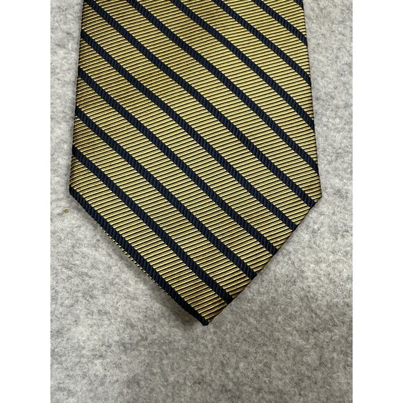 Brooks 346 Silk Gold Navy Stripe Neck Tie - Picture 5 of 6